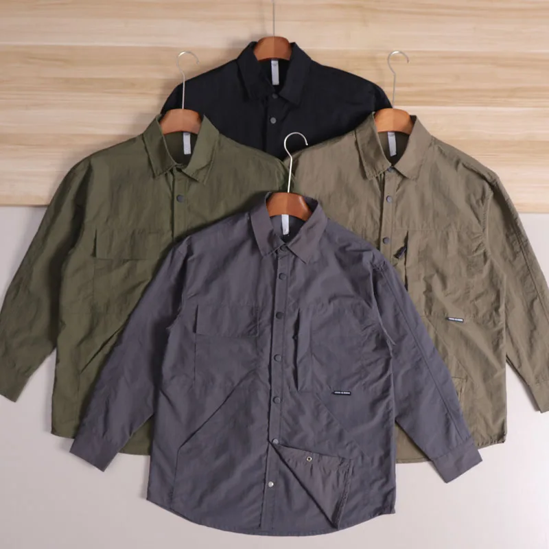 

Outdoor Function 3D Tailoring Qui Dry Waterproof Men's Loose Fit Breathable Casual Long Sve irt Trendy Autumn Wear