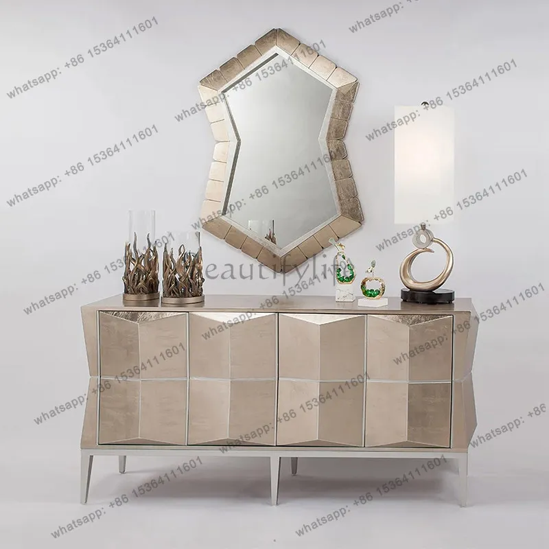 LD25 American light luxury solid wood porch cabinet villa living room wall storage side cabinet