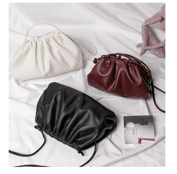 Ladies Cloud Clutch Underarm Bag Synthetic Leather Y2k Cloud Small Handbag Color Soft Dumpling Shoulder Crossbody Women's Bag
