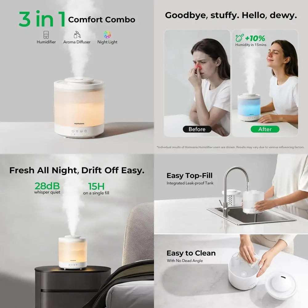 

Ультразвуковые увлажнители воздуха с функцией холодного тумана, 1,5 л, двойная упаковка, с верхней заливкой, диффузор для эфирных масел, 7 цветов подсветки, для детской, дома, офиса