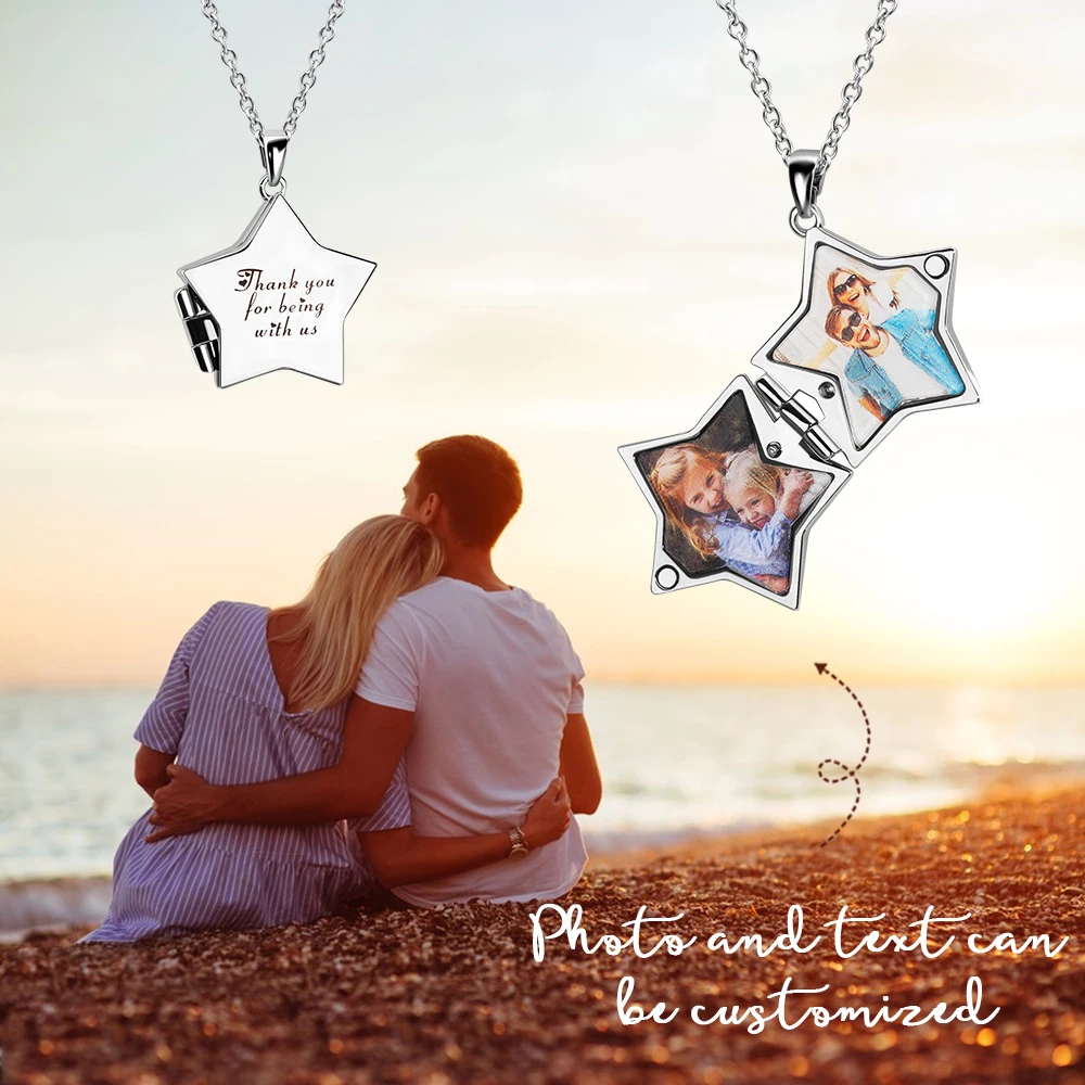 

Custom photo Necklace Pesonalized Message Necklace Star Pendant Necklace Personalize Jewelry Gift