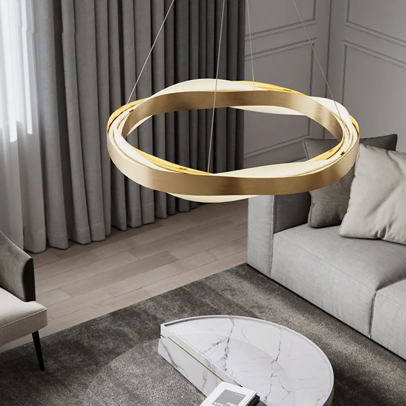 Nordic Modern Ring LED Dimmable Chandelier For Living Room Bedroom Dining Table Pendant Lamp Home Decor Lighting Lustre Fixtures