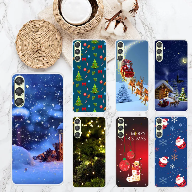 lCZuBZI Christmas Soft Case for Samsung A24 4G Painted Elk TPU Protective case for Galaxy A24 Phone Cover Anti-fall Funda Happy