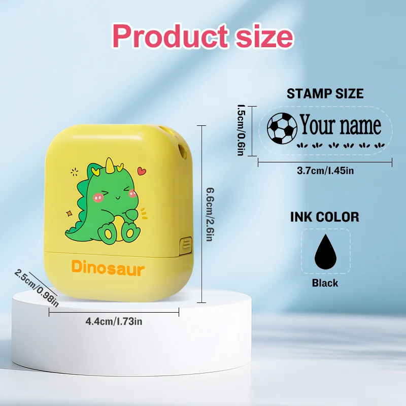 Personalized Kids Name Stamp Kit - Reusable Waterproof Self-Inking Seal for School Stationery & Teacher Gifts