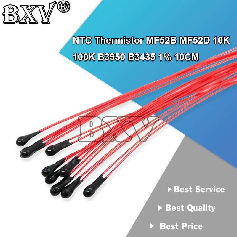 PUMUDDSY NTC Thermistor MF52B MF52D 10K 100K Probe Strap Wire Hjxrhgal B3950 B3435 1% 10CM Temperature Control Sensor New