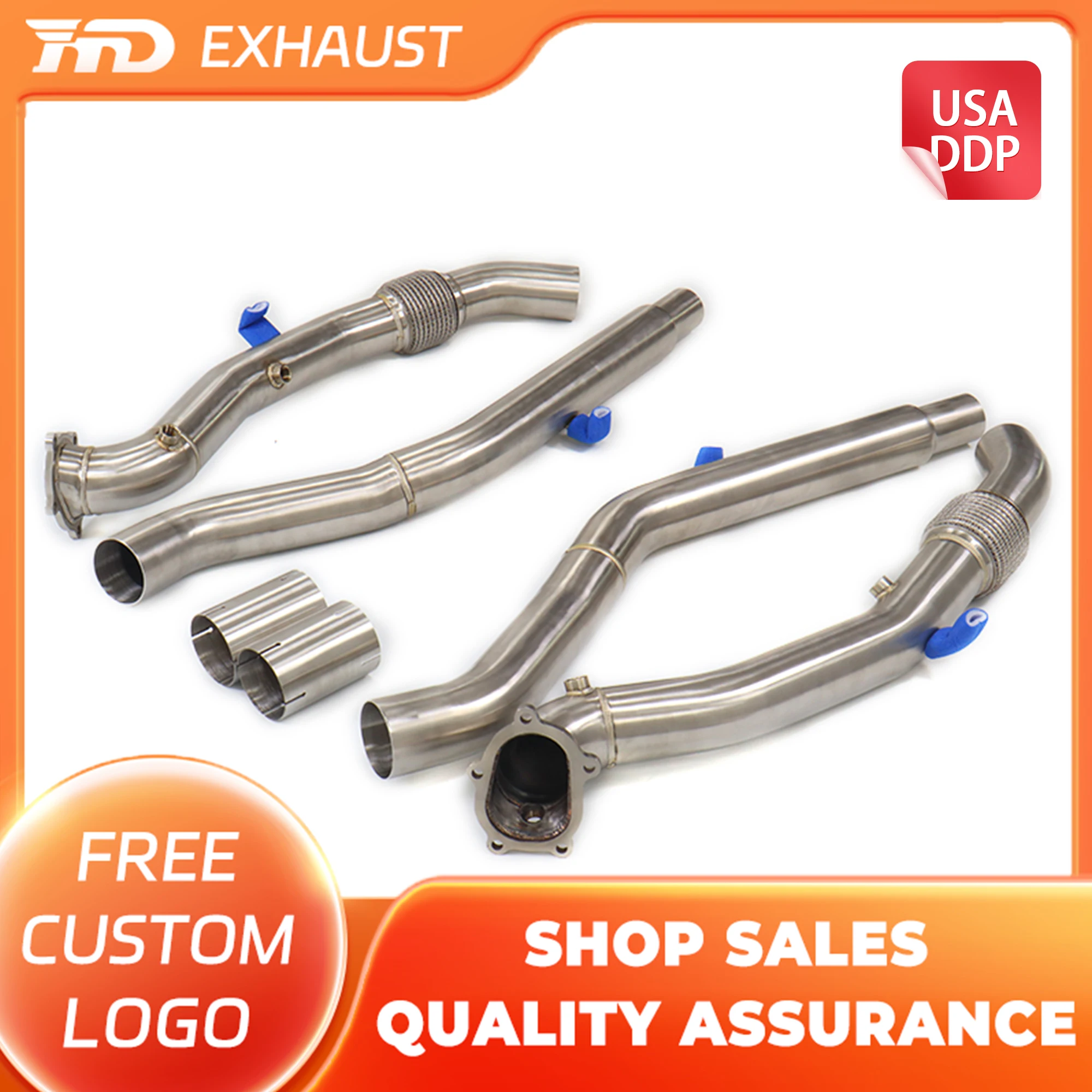 

HMD Горячие продажи выхлопной трубы SS304 для Audi S6 S7 RS6 RS7 C7 4.0T Резонантная трубка без теплозащитного экрана Труба 76 мм для автомобиля