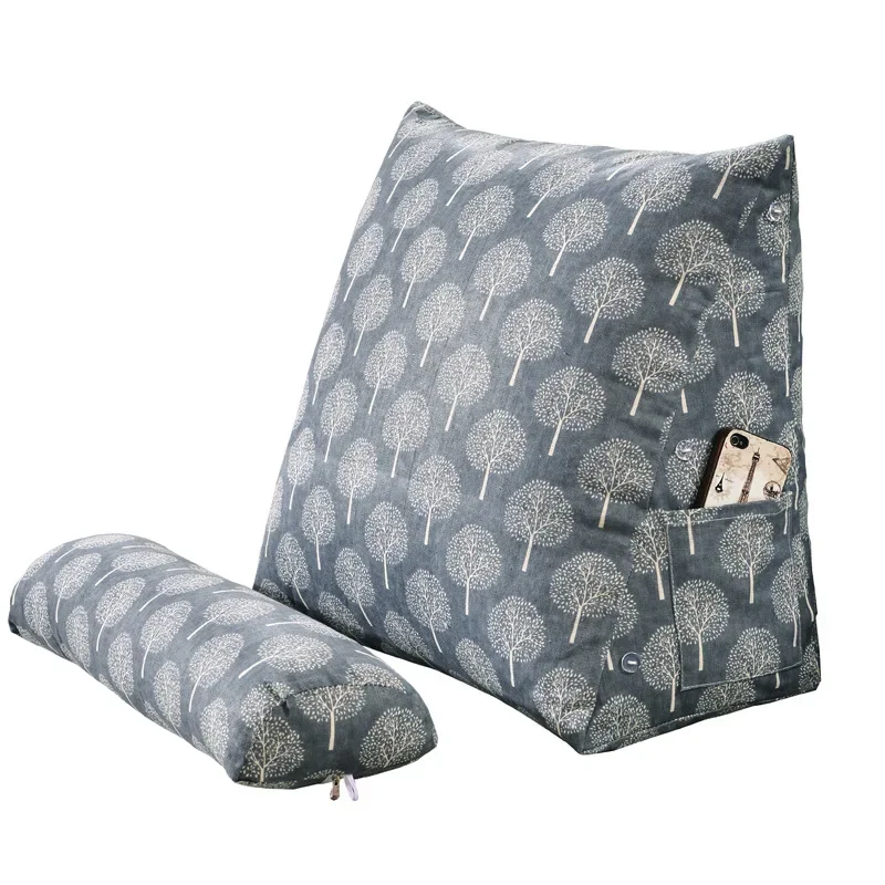 Cotton and linen printed triangular cushion cylindrical pillow core triangular backrest triangular throw pillow medium