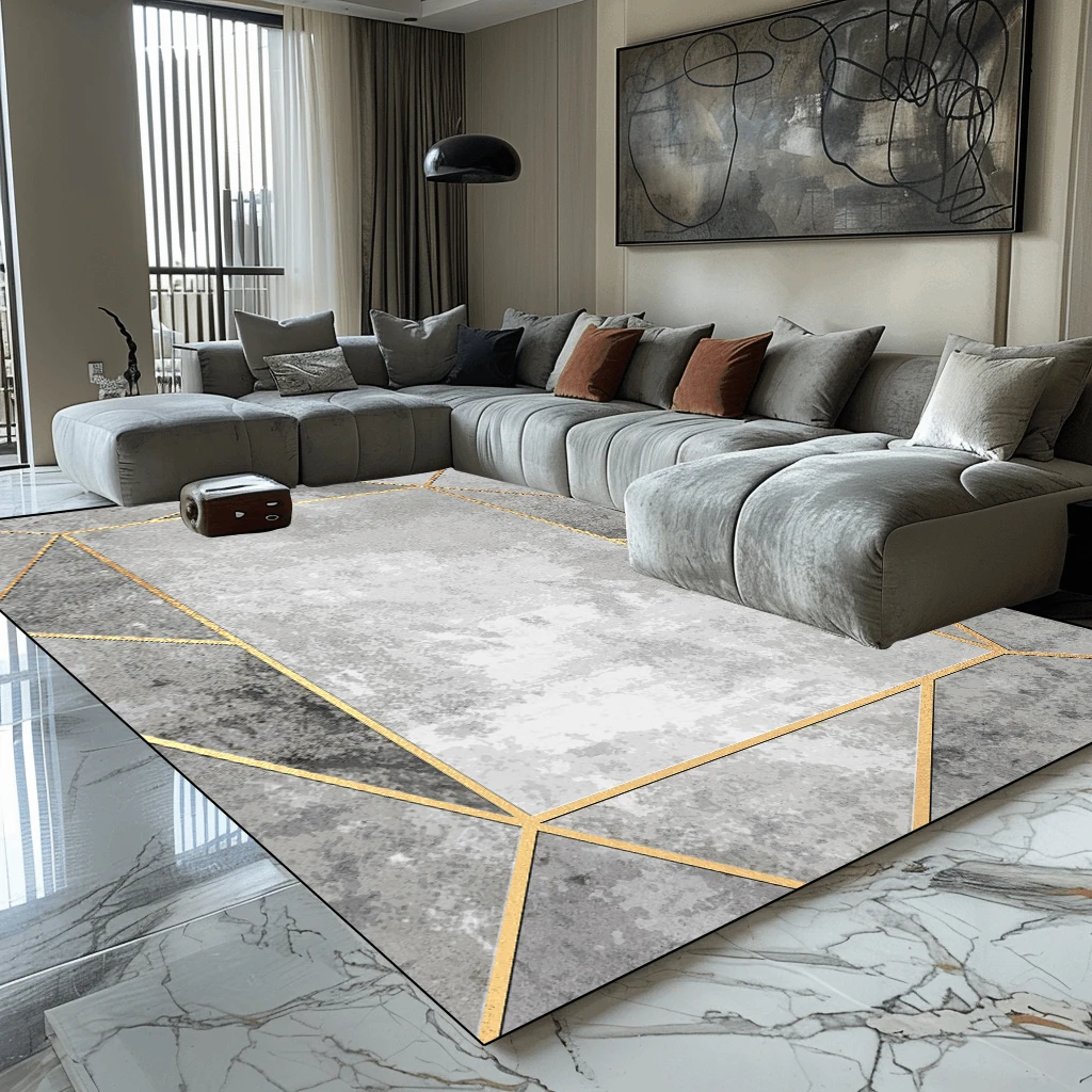 European Style Grey Carpets for Living Room Decoration Sofa Coffee Tables Area Mat Luxury Home Rugs for Bedroom Non-slip Tapis