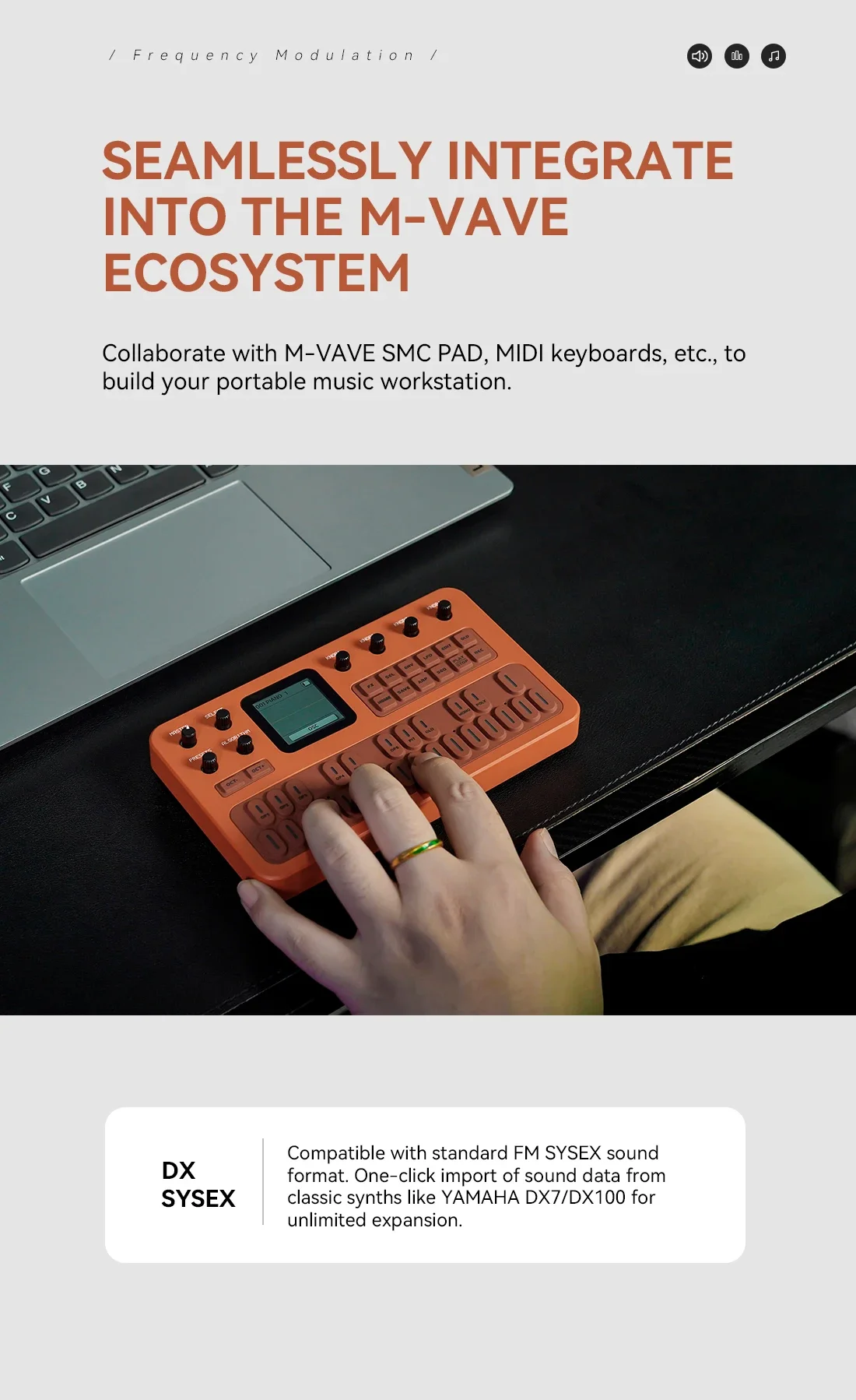 M-VAVE FM-1 Desktop FM Synthesis Keyboard, ANN Tone Clone Tech, 9 Built-in Effects Chain, Mono/Poly Mode, TFT Display