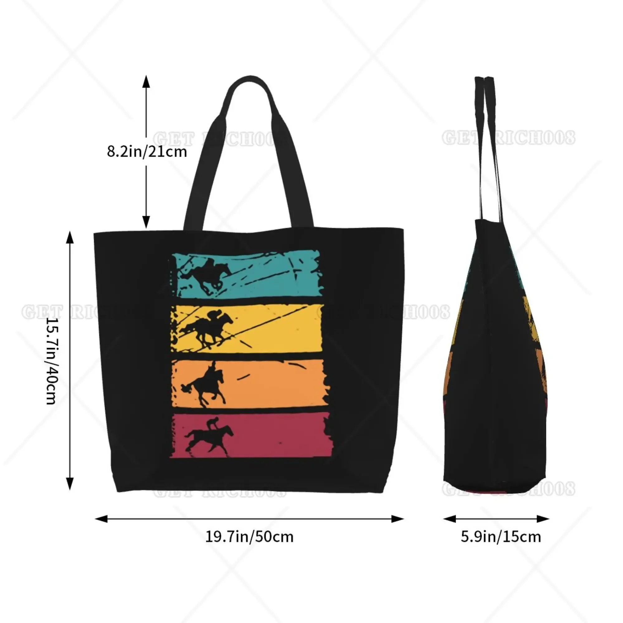 Running Horse Retro Shoulder Shopping Bag for Women Men Work Outdoor Supermarket Tote Bag Reusable Shopping Bag Fashion