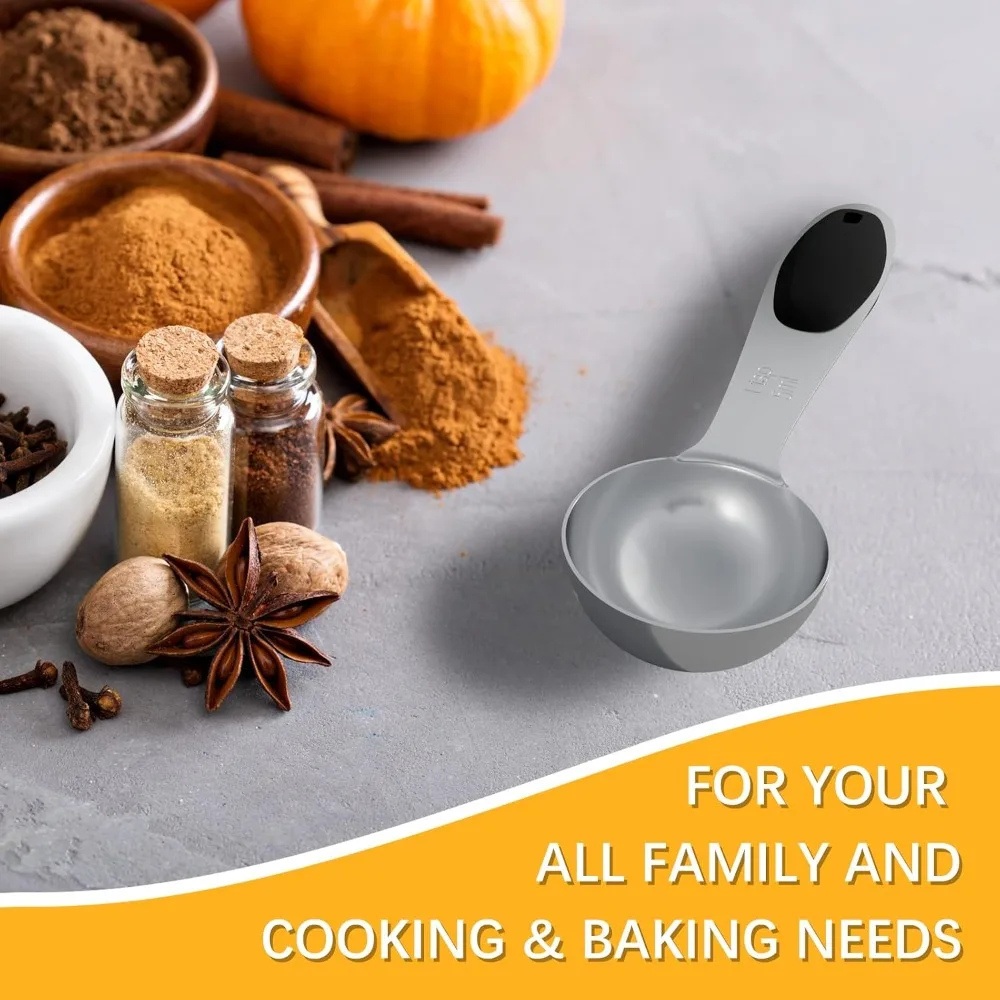 Stainless Steel Measuring Spoon 1 Teaspoon 5ml Kitchen Measure Scoop with Silicone Handle Accurate Engraved Markings Dishwasher Safe BPA Free