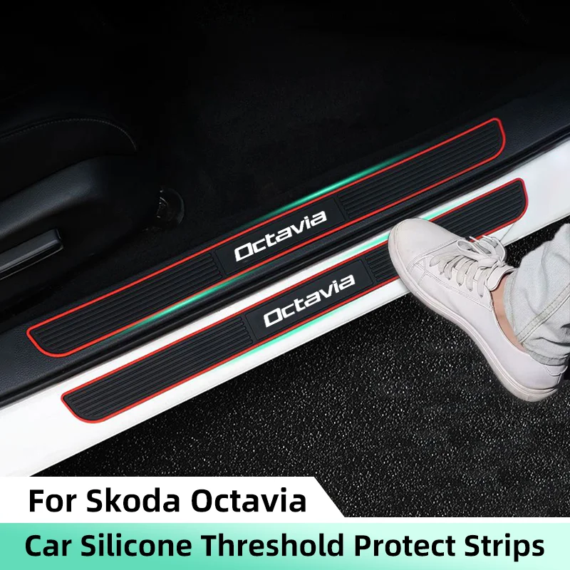 

4 шт. резиновые накладки на пороги автомобиля для Skoda Octavia 2 3 RS VRS Tour A7 A5, защита от царапин, защитная накладка на дверную панель автомобиля