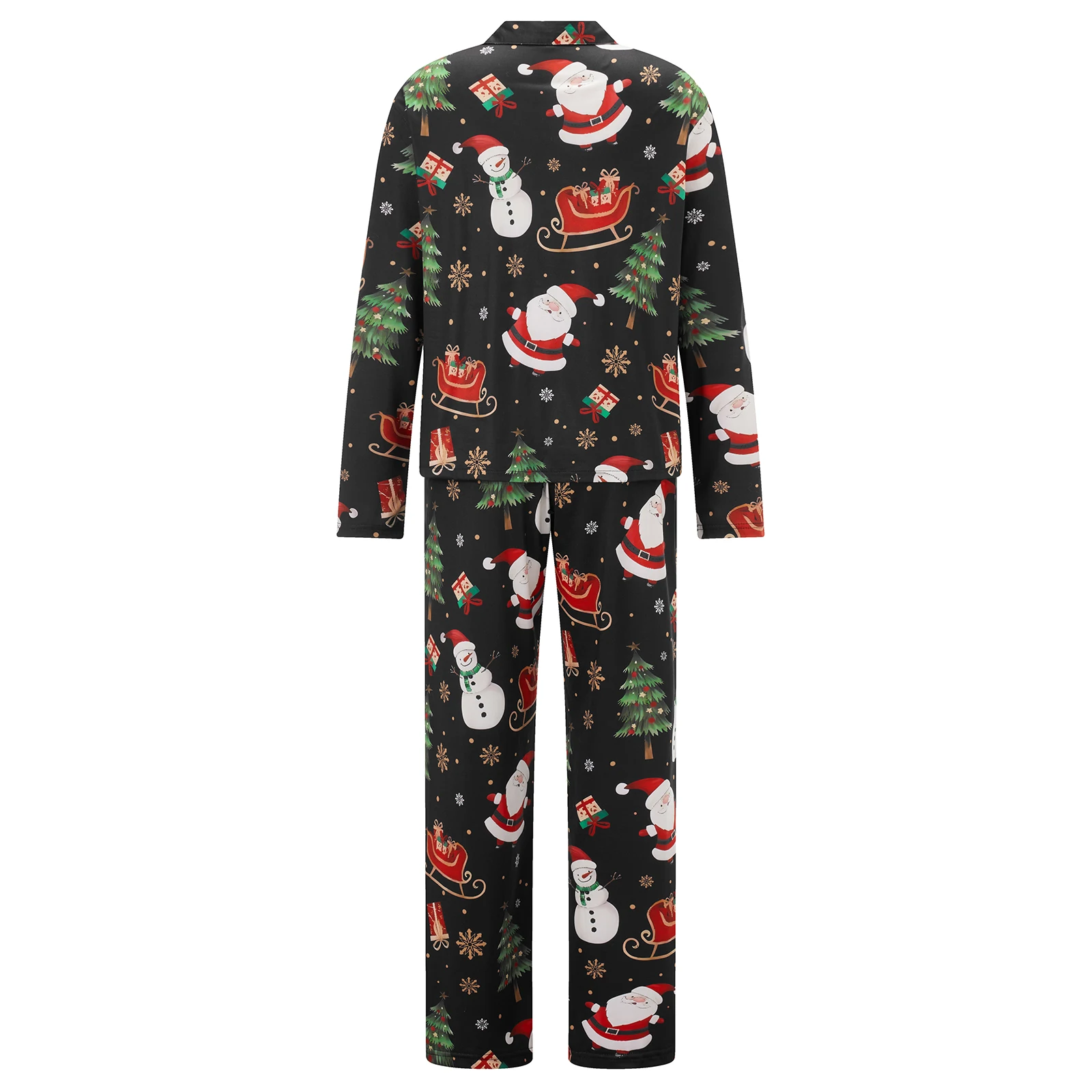 Women Christmas Pajamas Set 2 Pieces Loungewear Suits Candy Cane/Santa/Light String Print Shirts Tops Pants Sleepwear Outfits