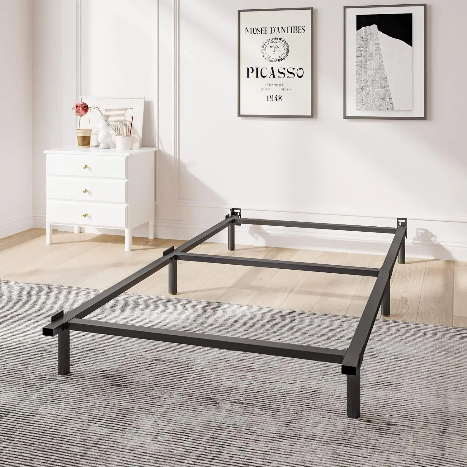 Twin Bed Frame, 7 Inch Metal Platform Bed, Box Spring Foundation, 6-Leg Support, Noise-Free, Easy Assembly, Black…