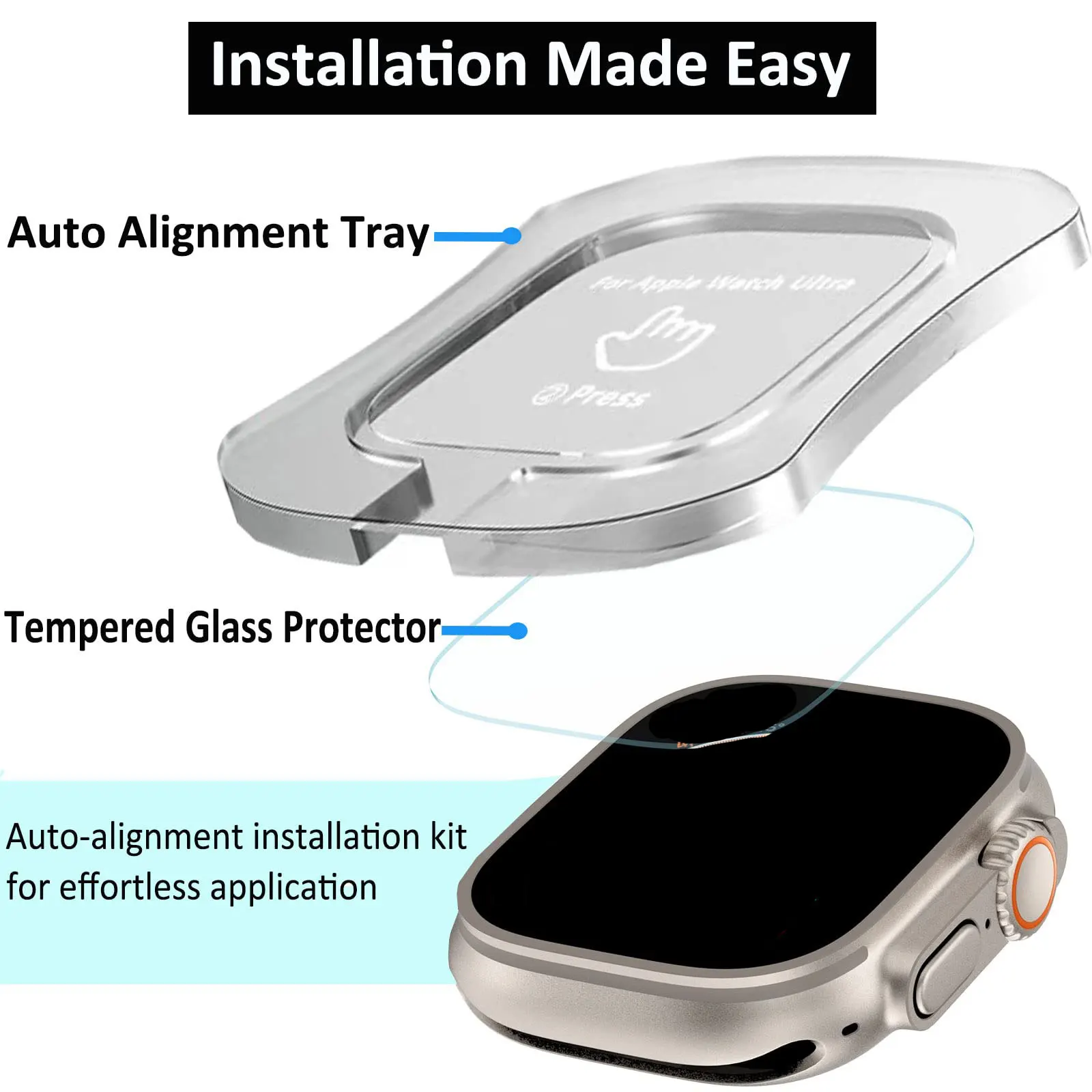 1-5PCS Tempered Glass Screen Protector for Apple Watch Ultra 49mm Protective HD Film Waterproof Easy Install for iWatch Ultra 2