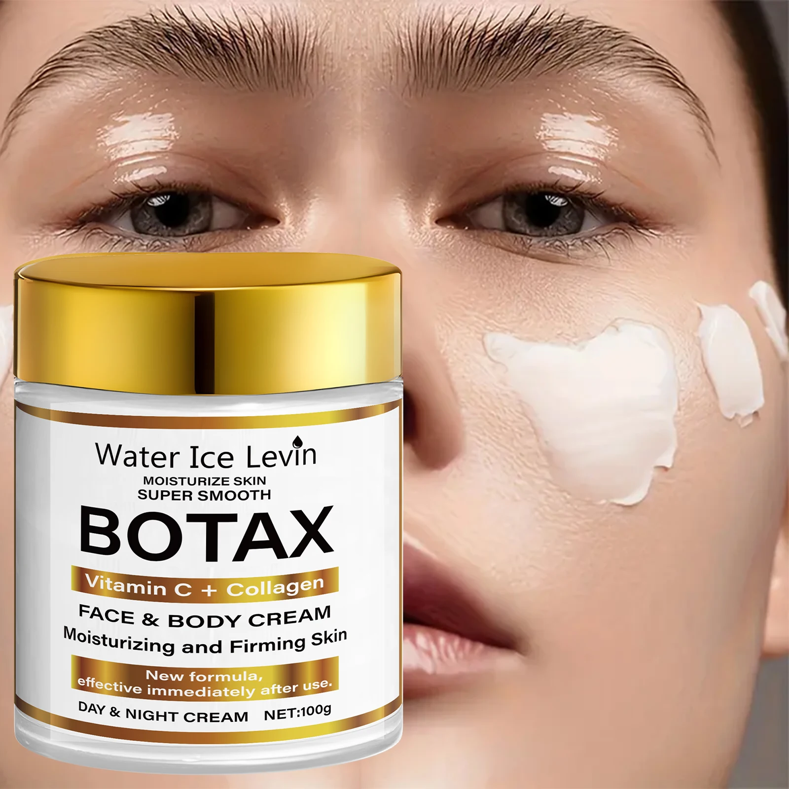 Water Ice Levin BOTAX Cream: Vitamin C + Collagen Face & Body Moisturizer for Firming & Super Smooth Skin. Day/Night Use