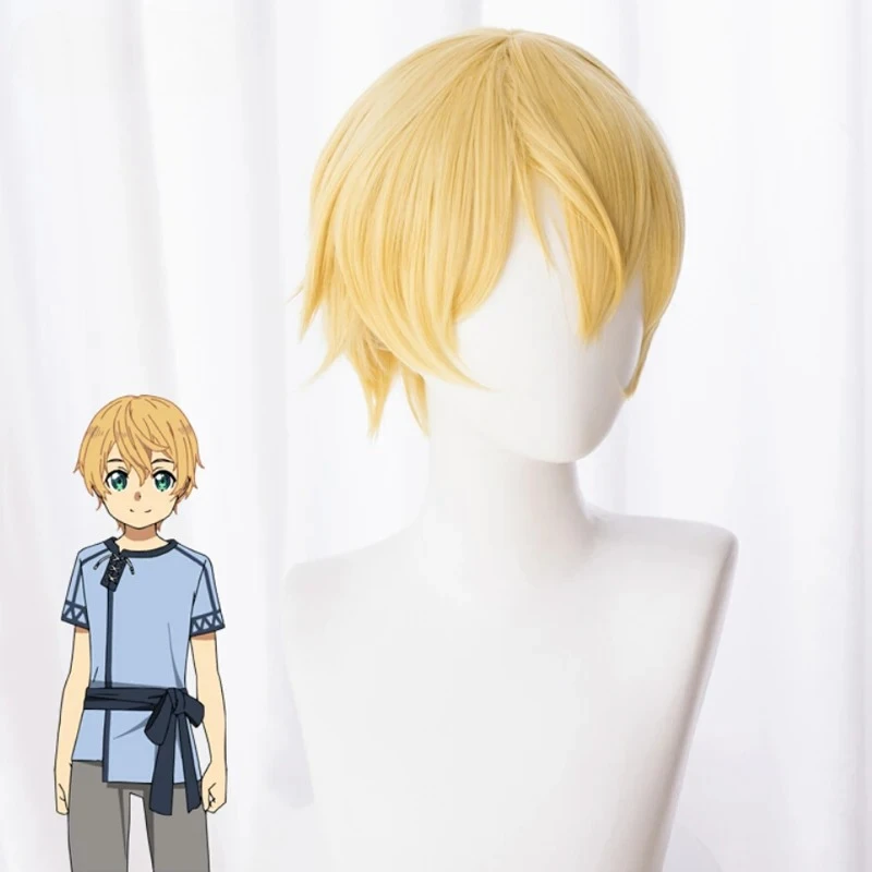 Aliização SAO Eugeo Cosplay peruca de cabelo Eugeo Composite Trinta e duas animações peruca curta fofa
