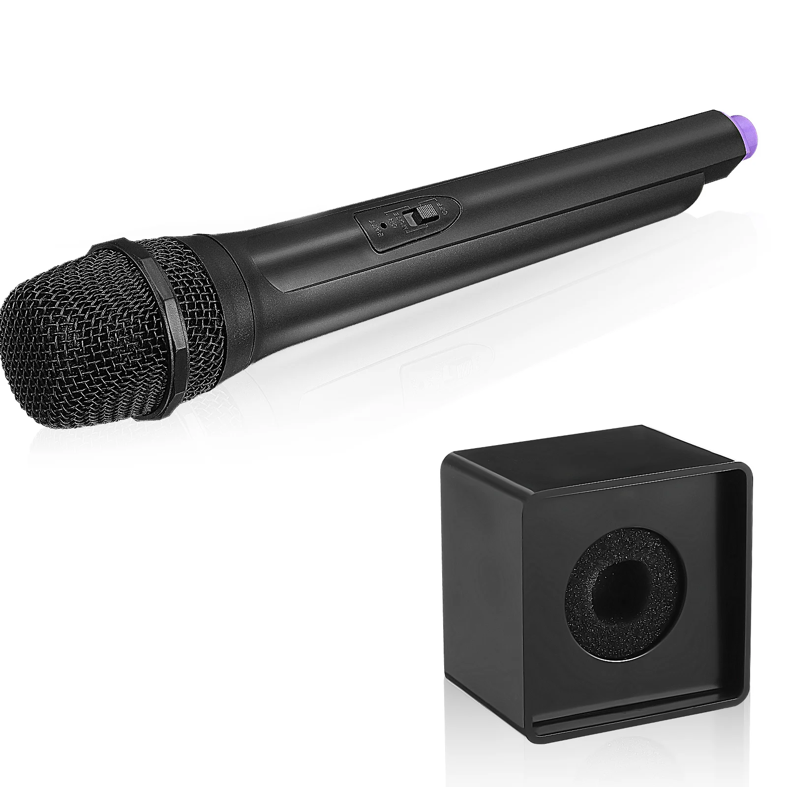 

Prop Microphone for Fake Mic with Flag Station Pretend Stage Performance Interactive Playset