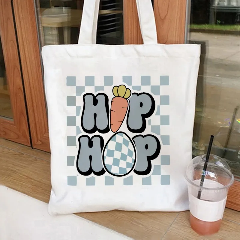 

Пасхальная сумка-тоут в стиле хип-хоп, забавная сумка-тоут с кроликом, пасхальная сумка через плечо для девочек, косметичка, пасхальный подарок