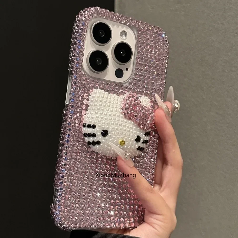 

Sanrio HelloKitty Full Diamond Case for IPhone 16 15 14 13 12 11 Pro Max for IPhone 15 16 Plus 13 14 Pro Custom Rhinestone Cover