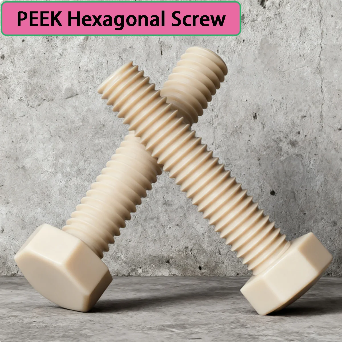 

PEEK Plastic Hex Head Screw - High Temperature Resistant High Strength Acid-Alkali Resistant Bolt M1.2M2M3M4M6M8-M20