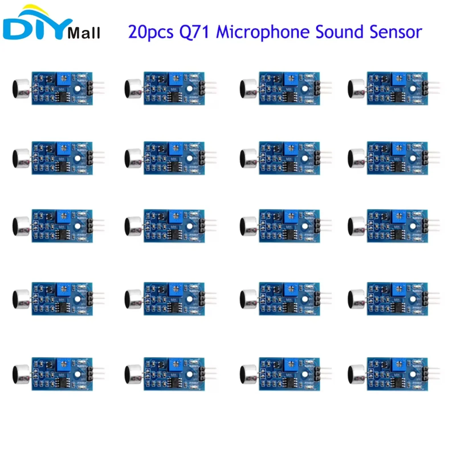 20pcs Q71 Microphone Sound Sensor Voice Detection Module High Sensitive for Arduino 3 Pin 3.3V-5V Digital Ouput