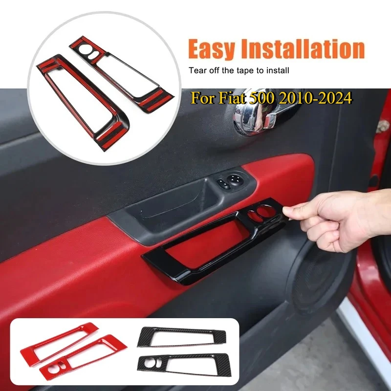 

For Fiat 500 2010-2022 Car Rearview Mirror Adjustment Switch Frame Door Storage Box Decorative Frame ABS Sticker Car Accessories