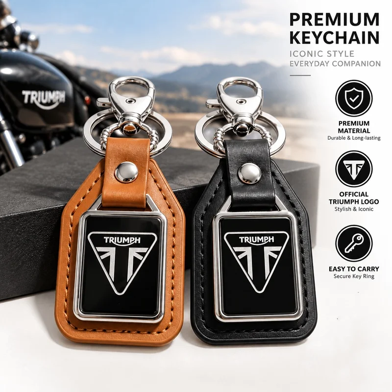 Customized Leather Key Pendant Keychain For Triumph Speed 400 Scrambler Bonneville Tiger Street Triple Motorcycle Personalized