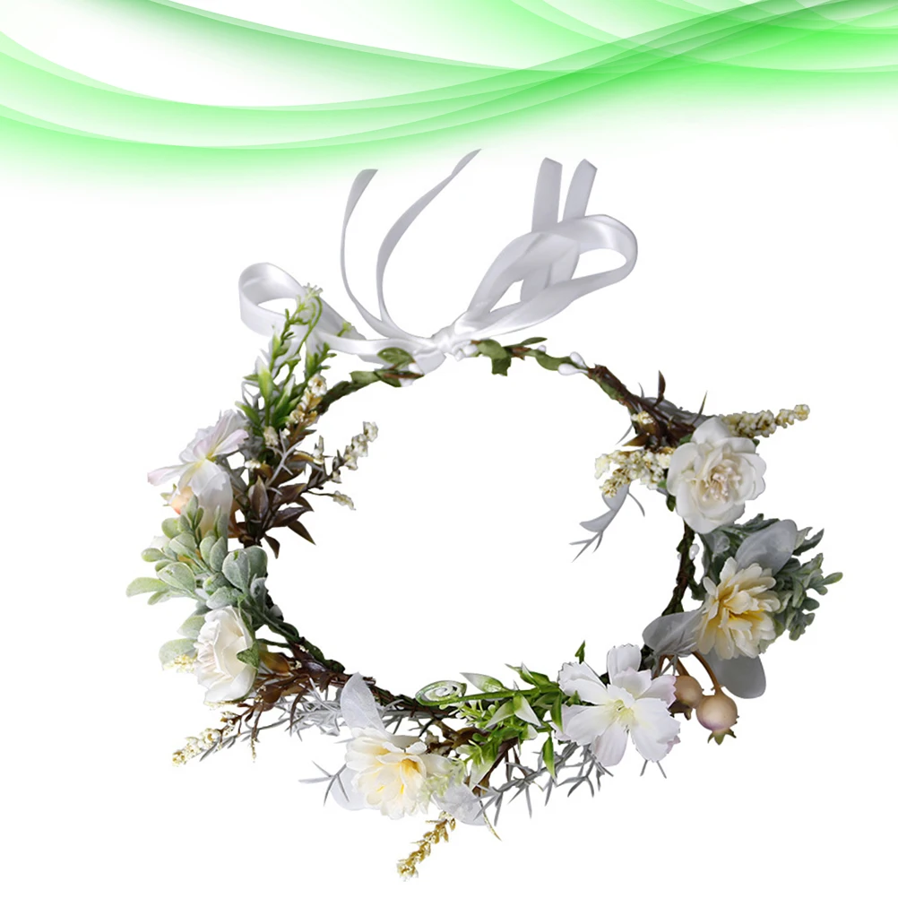 

1pc Simulated Flower Headband Lightweight Comfortable Wedding Party Hair Hoop Bands Bridal Headdress Accessories Photo Props