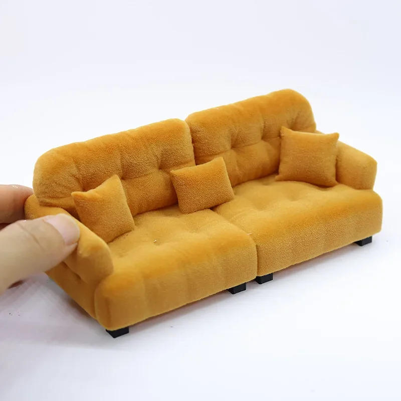 1:25/30 Sofa PLA Mini Puppe Creme Stil realistische waschbare Puppenhaus handgemachte DIY Szene Gebäude Miniatur Dekor Mini Möbel