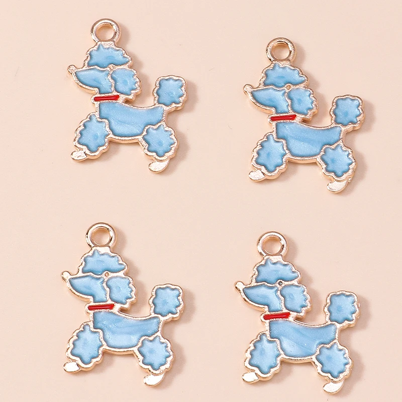 10pcs 15*20mm Cute Enamel Animal Pets Poodle Dog Charms for Earrings Necklaces DIY Handmade Jewelry Accessories