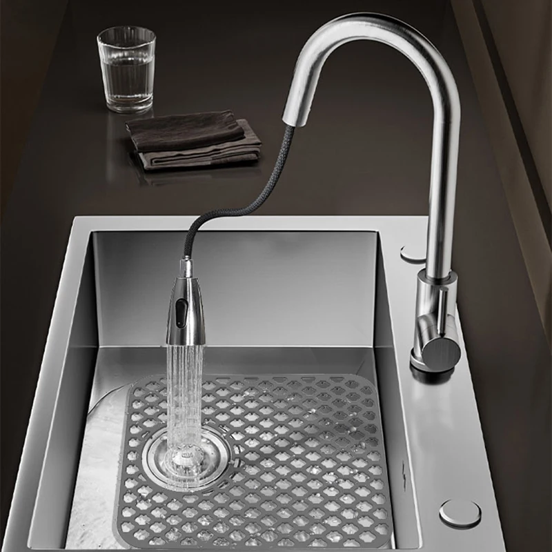 Silicone Sink Protectors Kitchen Sink With Center Drain Grid Accessory Non-Slip Heat-Resistant Mat