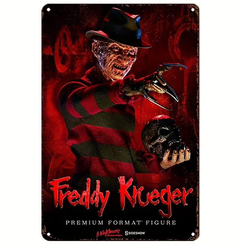 Panneau en métal vintage Krueger - Affiche murale rétro avec construction de qualité supérieure et couleurs vives rouge/noir/blanc W