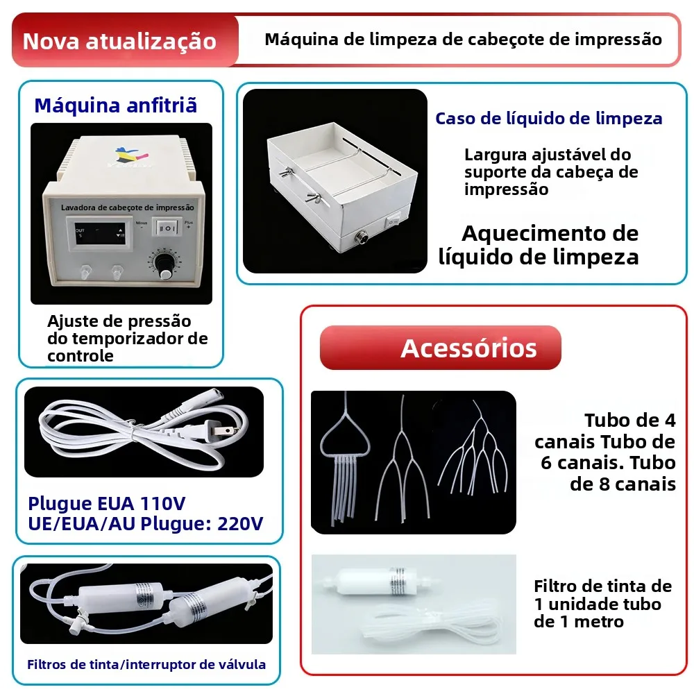 Com aquecedor máquina de limpeza da cabeça de impressão resolver desobstrução de tinta para epson xp600 i3200 i1600 l1800 tx800 dx5 dx6 dx7 fa04010 mais limpo