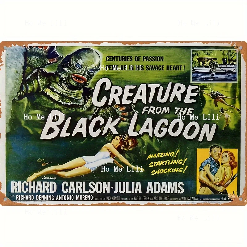 Creature From The Black Lagoon Vintage Iron Sign Retro Movie Poster Metal Wall Art For Home Waterproof Iron Plaque