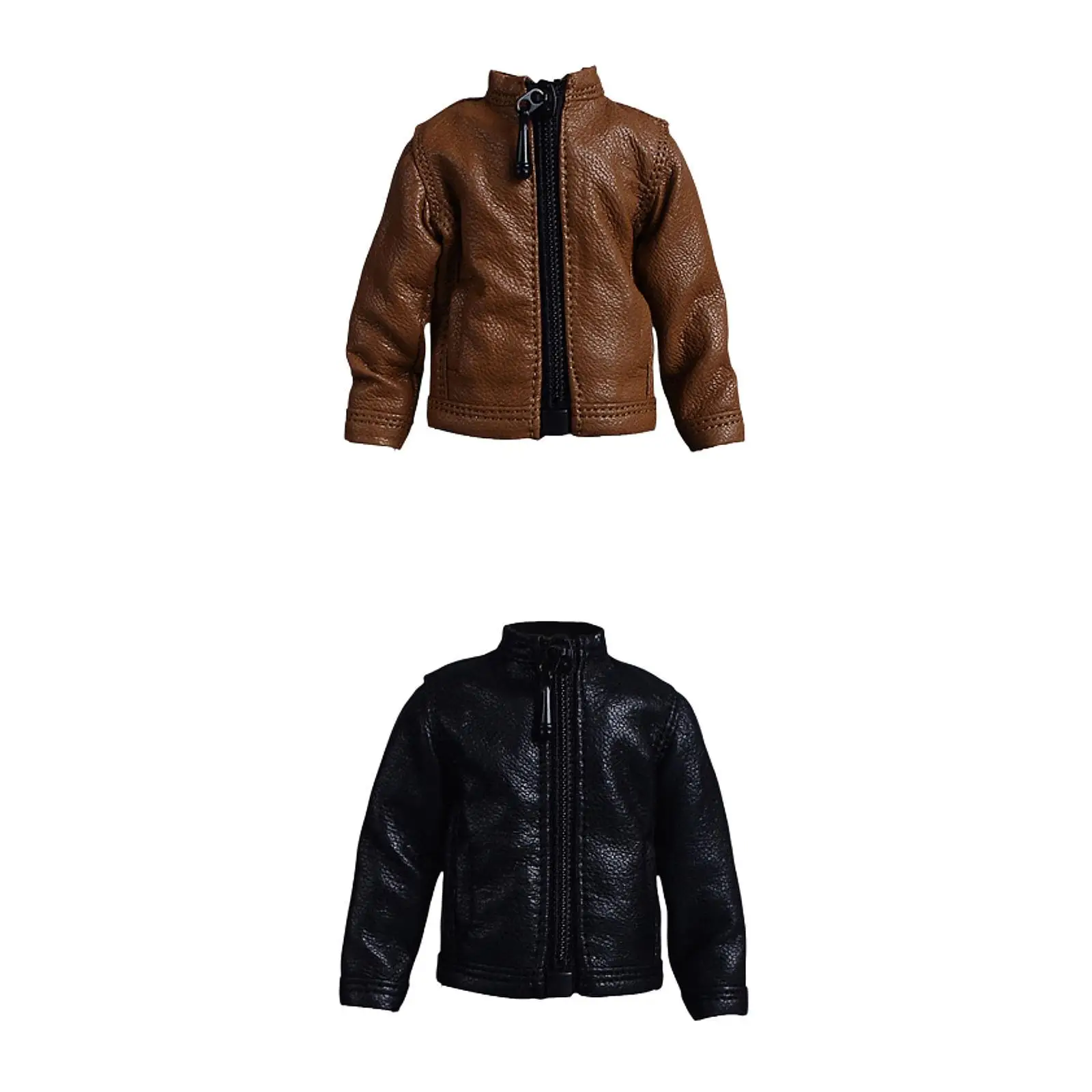 

1/12 Scale PU Leather Jacket Miniature Clothing for 6" Figures Doll Model