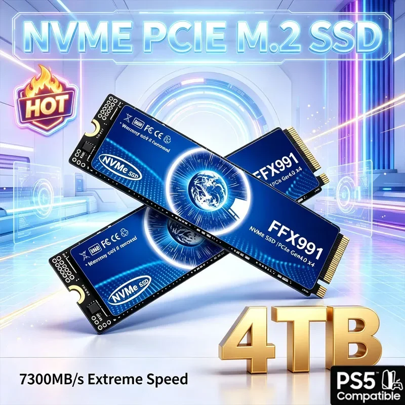 FFX991 M.2 SSD PCIe4.0x4 TLC 3D 7300MB/s High Speed 1TB 2TB 4TB NVME Internal Solid State Drive for PS5 Laptop Desktop PC