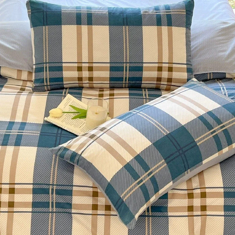 2pcs Cartoon Print Pillowcase Style Pillow Case Bedding Household Envelope plaid Pillow cover for Autumn and Winter Dropshipping