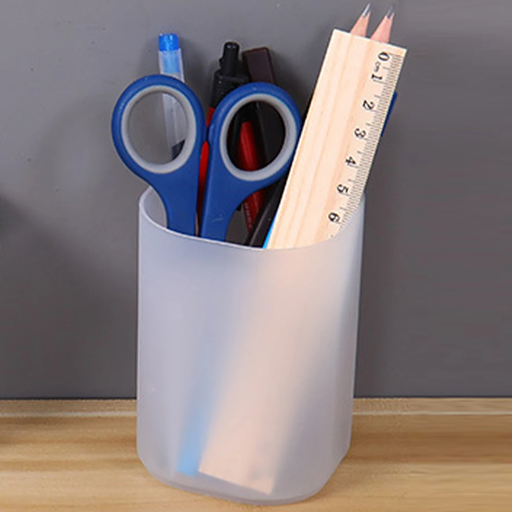 

2Pcs Frosted Plastic Pen Holders Pencil Organizer Desktop Stationery Storage Multifunctional Makeup Brush Pen Holder
