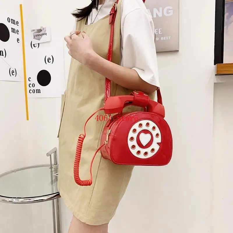 

Women Ladies Telephone Shaped Crossbody PU Leather Shoulder Bag Tote Purse Handbag Shopping Street School Satchel