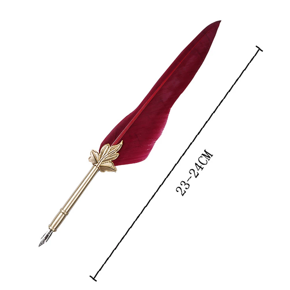 خمر ريشة تراجع الحبر مجموعة حامل القلم النحاس مع 5 المناقير ريشة القلم الحبر مجموعة استبدال المقالات الزخرفية للرجال النساء الهدايا #5