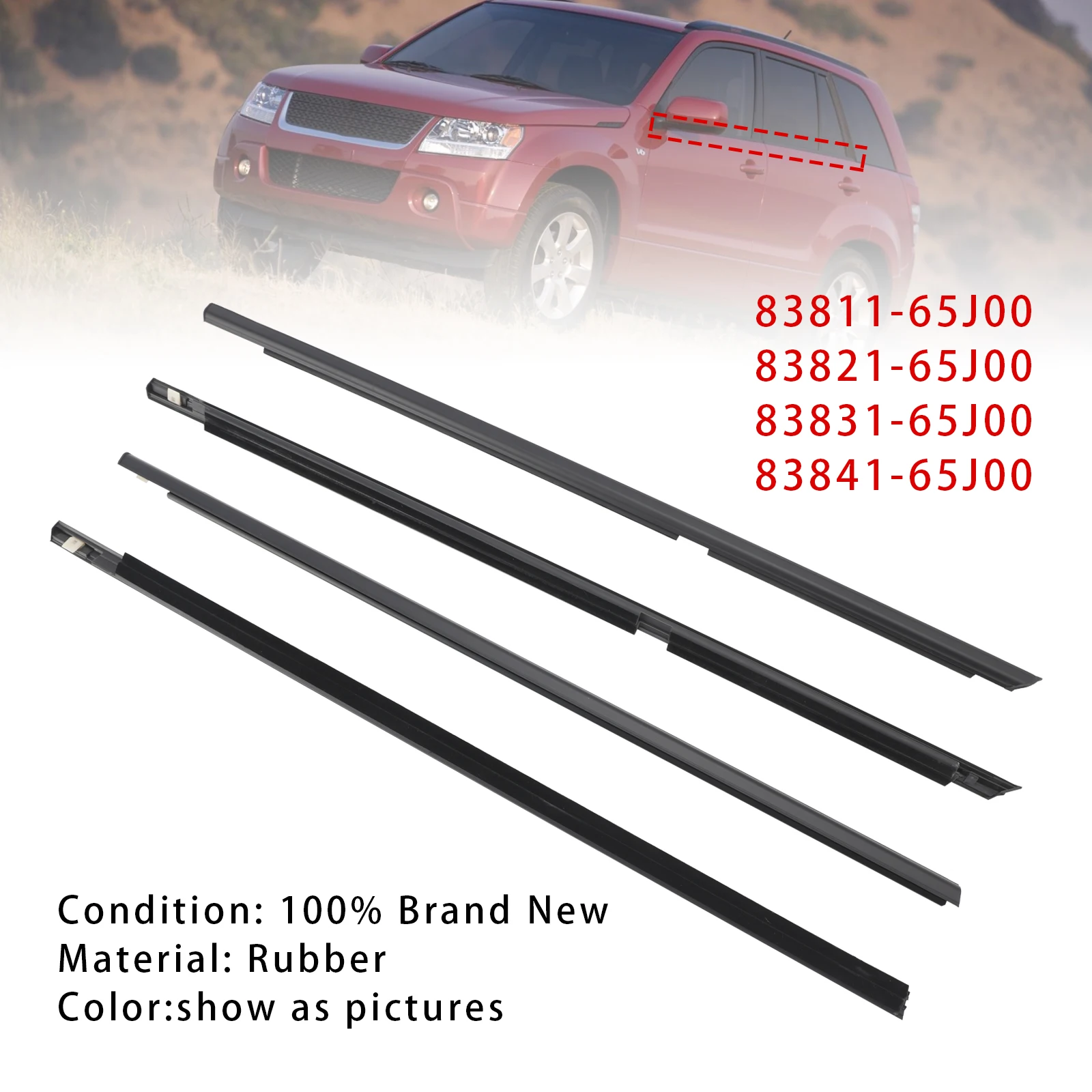 Artudatech 4PCS Türglas Gürtel Äußere Formdichtung für Suzuki Grand Vitara 2009-2013 – Detail 1