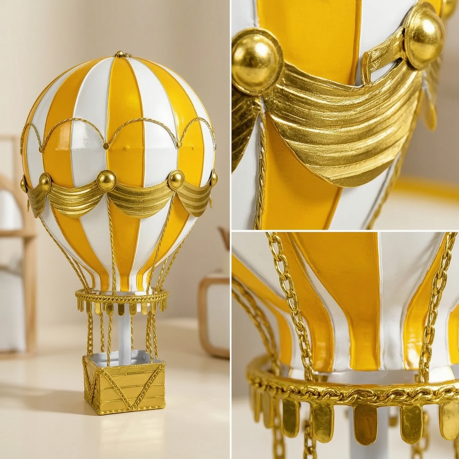 Ornamento Suspenso de Balão de Ar Quente, Balão de Ar Quente com Cesta em Estilo Vintage Artesanal para Exibições em Janelas