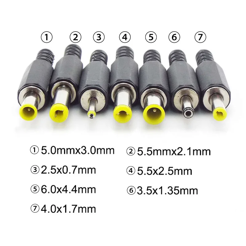 3.5x1.35 4.0x1.7 4.8x1.7mm DC Male Jack Power Plug Adapter 5.5x2.1mm 2.5mm Male Jack Socket Audio Connector