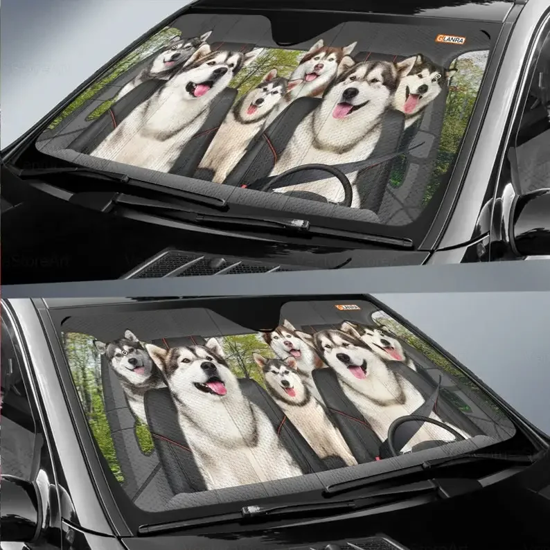 Alaskan Sunshade, Dog Car Decoration, Alaskan Lover, Auto Sun Shade, Gift For Dad, Car Windshield, Car Sun Protector PHT1822