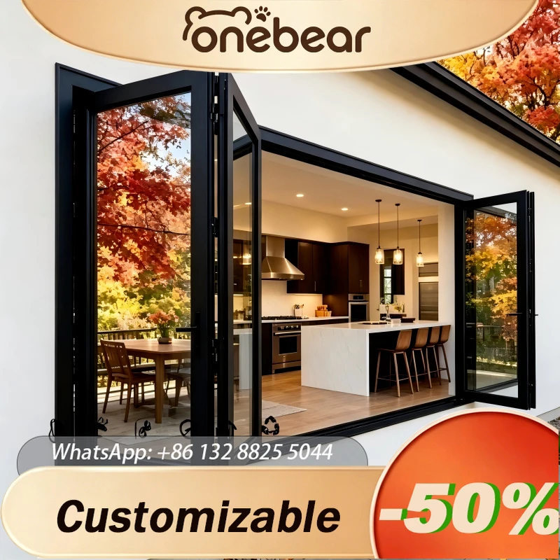 Any Size Custom Modern Soundproof Noise Reduction Aluminum Bi Fold Window Tempered Glass For Home Balcony Patio Bedroom