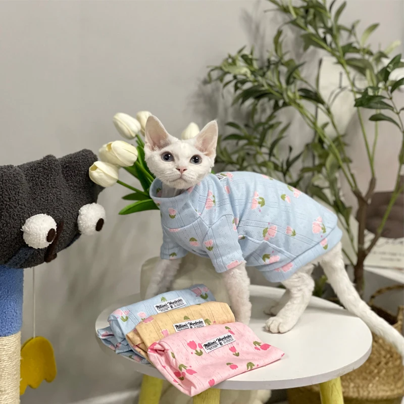Nieuwe Hairless Cat Trui Comfortabele Sphynx Kleding Zachte Baby Katoenen Jas Voor Devon Rex Met Coltrui Sping Huisdier Kat Doek