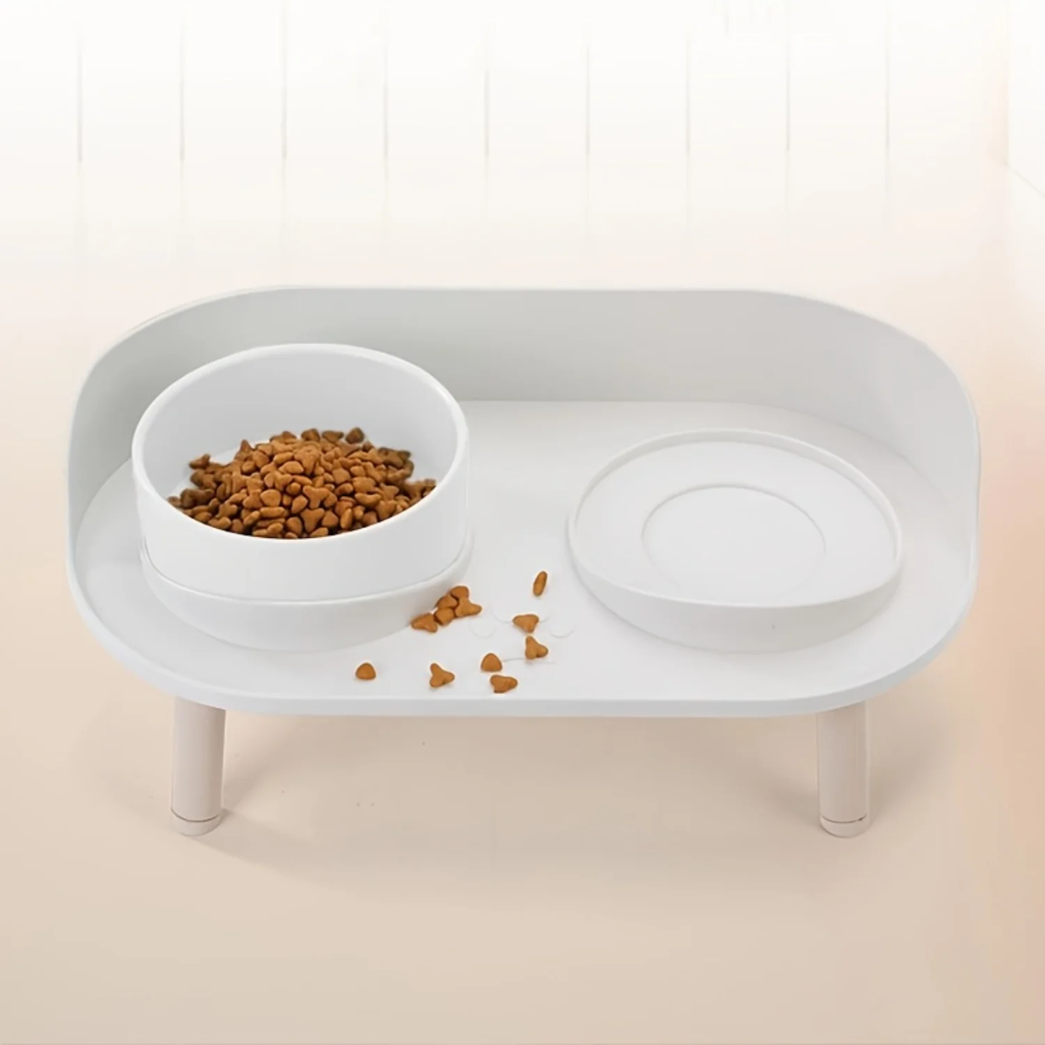 Elevated Pet Table Double Feeding Bowl for Cats and Dogs - Non-Slip, Neck Protection, Water and Food Feeder - Pet Supplies Cats