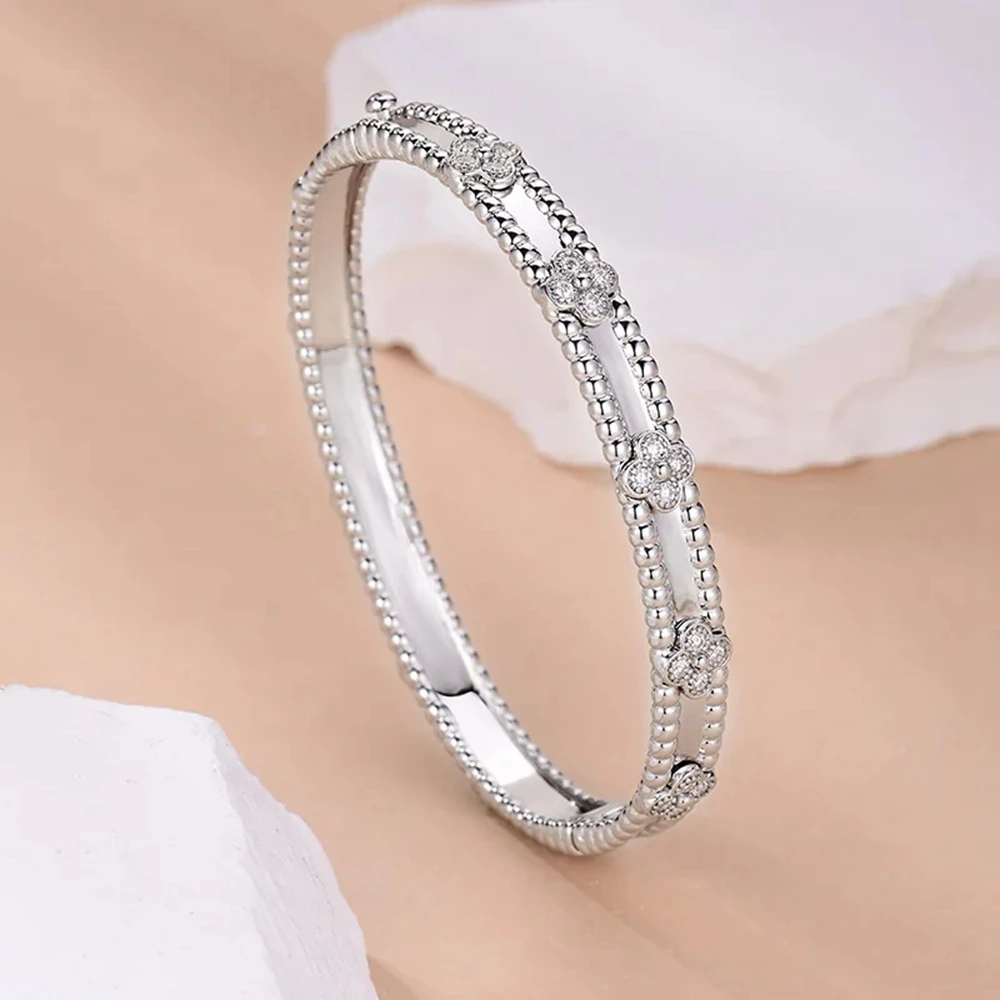 IsRabbit 18K placcato oro 925 Sterling Silver Lab sintesi Moissanite Diamond Wedding Anniversary Bangles bracciali gioielleria raffinata