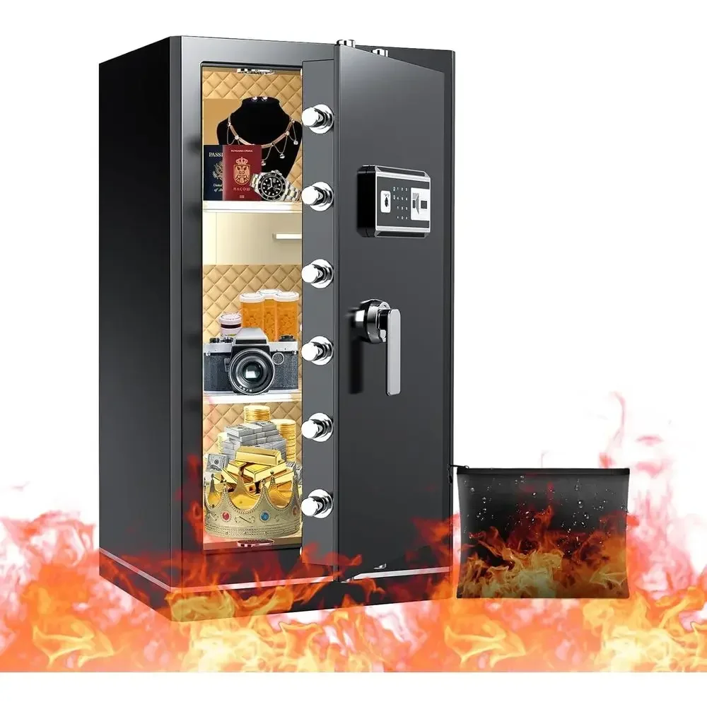 Extra Large Security Safe Box with Removable Shelves - Ideal for Home or Office Documents and Valuables